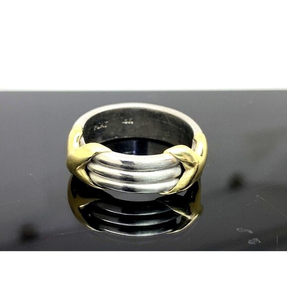 Women's Wedding Band Platinum 18k Yellow Gold XX 6mm Cocktail Ring Size 7 - Picture 1 of 15